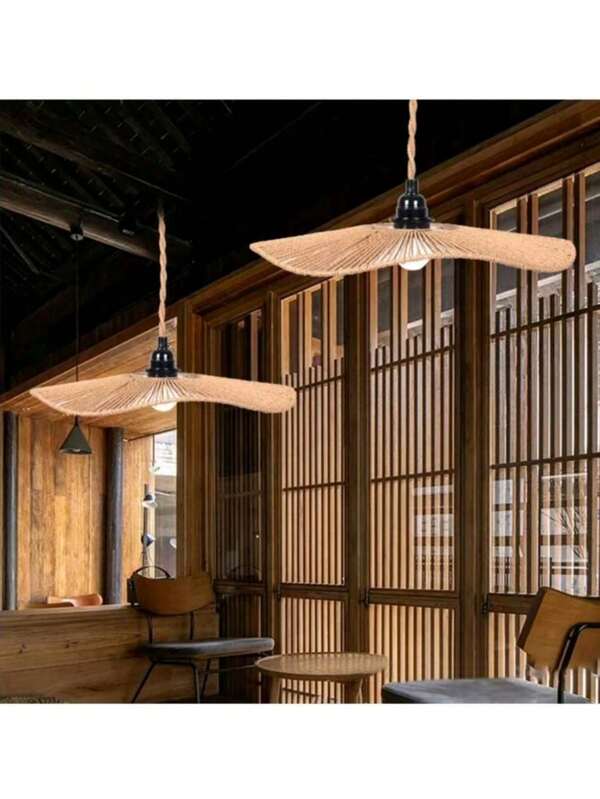 1 pieza Pantalla de lámpara colgante tejida, lámpara colgante simple de mano tejida de manera natural, pantalla de lámpara colgante de ratán para techo, lámpara colgante rústica creativa, lámpara colgante de araña de ratán