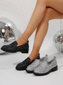 1. Bailarinas con decoración de lentejuelas brillantes, elegante estilo británico 2. Nuevas llegadas de otoño 2025 para mujer, de moda y elegante, cómodas mocasines casuales 3. Mocasines adecuados para reuniones, festivales y atuendos de otoño/primavera