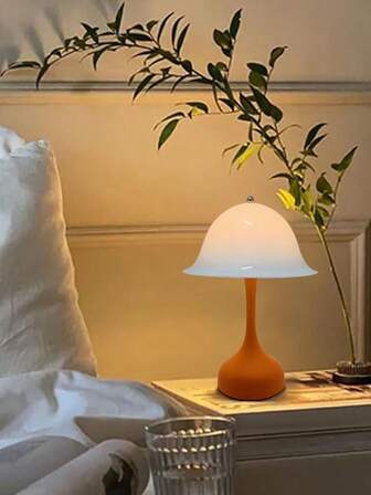 Lámpara de mesa retro y sencilla, lámpara de mesa con diseño de seta elegante, iluminación cómoda, lámpara de mesita de noche recargable con interruptor táctil, adecuada para sala de estar, dormitorio, iluminación de ambiente en la mesa del comedor, regalo perfecto para cumpleaños, Navidad, Día de San Valentín