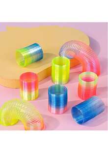 5pcs/10pcs/20pcs Mini Plastic Spiral Springs Toys, Decompression Spiral Mini Spring Loose Toys - Multicolor - View 1