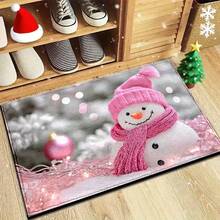 1 pièce Tapis de bain, tapis de cuisine, paillasson avec imprimé bonhomme de neige de Noël - Super doux en microfibre, convient pour la cuisine, la salle de bain, le paillasson décoratif