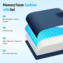 TranquilMoments Seat Cushion Gel Wheelchair Seat Cushion Ergonomic Chair Cushions For Office Chairs And Car Relieve Sciatica Back And Tailbone Pain Removable Cover And Non Slip Bottom Black - 藍色 - 查看 3