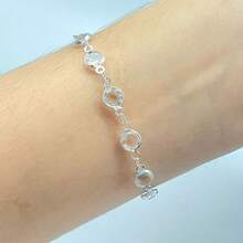 925 Silver Plated Women's Jewelry Set, Necklace + Bracelet + Earrings Inlaid With Multicolored - 白色 - 查看 4