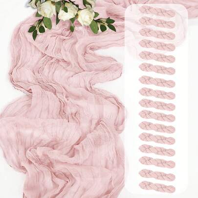 粗棉布桌旗和餐巾套装，浪漫氛围波西米亚风纱布粗棉布桌旗和餐巾，质朴的皱纹桌旗和餐巾，适用于春夏新娘送礼会婚礼送礼会花园房装饰生日派对餐桌高级宴会装饰和各种节日派对装饰