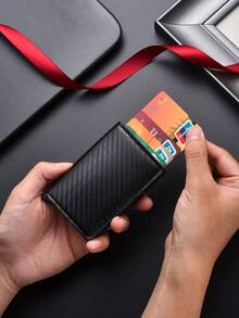 Aluminum Alloy Carbon Fiber Pattern Multi-Card Wallet, Automatic Pop-Up Card Holder, Unisex Credit Card Case Valentine's Day Gift Valentine'S Day - Multicolor - View 11