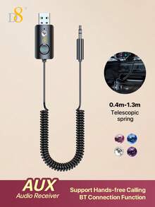 D8 3.5MM AUX Car Audio Receiver,Bluetooth 5.3 Transmitter Receiver For TV, 2 In 1 Wireless Flight Adapter, /Wireless Headphones, 3.5mm Aux Audio And RCA Jack Adapter For PC, Home Stereo,Wireless Transmitter For TV/Travel Flight,Airline,Gym.Supports /Headphones,Bluetooth Receiver For Car/Home Stereo - Multicolor - View 3