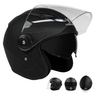  Casco Moto Certificado Dot Vrecase Con Abatible Doble Visor Con Diseño De Ventilación De Doble Canal Negro
