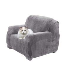 Soft Stretch Sofa Cover Thick Plush Slipcover Furniture 360° Full Protector Sofa Non-Slip With Elastic Bottom Washable - Silver Gray - View 6
