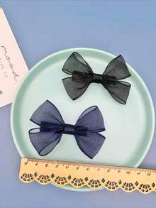 2/14 Stücke rosa Mesh-Schleifen Haarclips für Mädchen, modisch und süß, geeignet für den täglichen Gebrauch