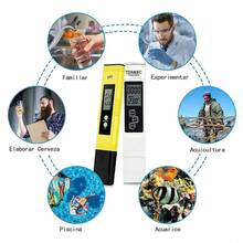 Medidor De Ph Digital+calibración De Polvo+tds Y Ec+papel Ph,Probador de Medidor PH, Medidor Digital TDS EC con Rango 0-9990, Medidor de Temperatura, Medición de PH de 0-14, Calidad del Agua Medidor - Azul - Ver 7