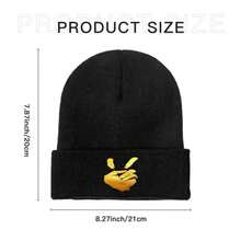 1pc Unisex Thermal Be Beanie Hat - Thickened Winter Warmth, Elastic Anti-Stretch Face-Fitting Design With Golden Accent & Peace Sign, Slimming Snug Fit For Men & Women, Ideal For Daily Wear & Halloween, Durable Fine Stitching (Black) - Cold Weather Essential, Seasonal Fashion, Stylish Winterwear, Bohemian Beanie For Men, Winter Hat For Men, Men Beanie, Men Hat, Skulle Hat Men, Beanie Hombre, Beanies For Men, Black Beanie, Men'S Beanies - màu đen - Xem 2