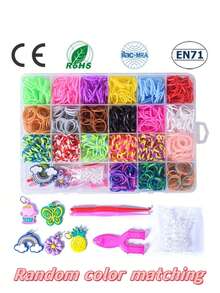 Set de kit de fabricación de pulseras de goma de 2700+/1600+/600+ piezas: kit de artesanía de pulseras trenzadas de colores aleatorios, regalo creativo para fiesta de cumpleaños, set de arte y manualidades que incluye herramientas de tejido, suministros para principiantes de joyería para mujeres
