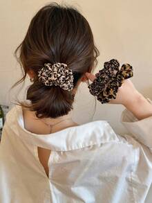 3条装女士复古法式豹纹发圈，时尚百搭高端优雅简约纯色发绳，适合日常外出、休闲、派对、通勤、度假、扎马尾、盘发、洗脸、化妆、搭配服装等场合，发圈发饰，头饰，弹性发带 - 彩色 - 查看 9