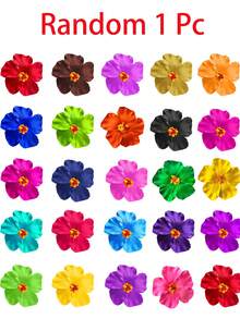 10个随机颜色夏威夷花朵发夹，人造花发夹，鸡蛋花发夹，适合假日海滩派对、夏季热带花朵发饰、婚礼派对、送给女孩的礼物、母亲节、扁平爪夹 - 彩色 - 查看 8