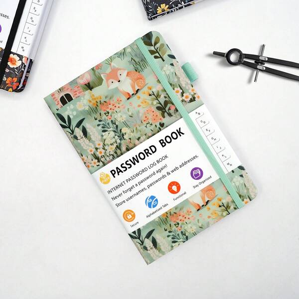 1pc Password Book With Alphabetical A-Z Tabs For Internet Website Address & Login, Secure & Easy Memory Aid, Minimalist 68 Sheets/136 Pages Password Manager Notebook With Notes Section & Inner Pocket, Medium 5.2"X7.8" Organizer For Seniors, Daily Home Office Use, Travel-Friendly, Thoughtful Holiday Gifts & Back To School Supplies