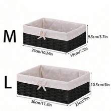 1 chiếc/3 chiếc (S+M+L) Giỏ đựng đồ để bàn đan lát, thích hợp đựng đồ ăn nhẹ, mỹ phẩm, đồ chơi và các vật dụng gia đình khác, hộp đựng đồ bằng vải đa năng dùng cho bàn cà phê hoặc giỏ đựng chìa khóa, đồ trang trí nhà cửa, dụng cụ sắp xếp không gian lưu trữ trong tủ quần áo, giỏ quà tặng trang trí ngày lễ, giỏ đựng đồ dùng nhà cửa. - màu đen - Xem 9