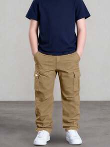 1pc Young Boy Fashionable Outdoor Sports Casual Cargo Pants, Spring/Autumn
