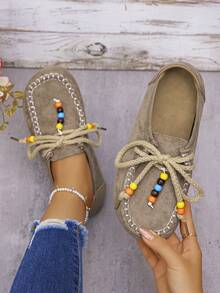 1 Paio di Scarpe Flat da Donna, Design Bohémien Popolare, Confortevoli e alla Moda, Suola Interna Morbida ed Elastica, Adatte per Uso Interno ed Esterno