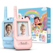 2个儿童对讲机玩具 - 远距离通讯，无需网络，带摄像头，适合3-12岁儿童，室内外均可玩耍，儿童节和圣诞节礼物