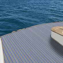 Rainaut Boat Flooring EVA Foam Decking Sheet Faux Teak Marine Mat Marine Carpet Cooler Tops Seating Non-Slip Self-Adhesive Flooring Material For Motorboat RV Yacht Kayak Swimming Pool 95" X 24" The Best Gift/Present For Family&Friends Happy Christmas - Light Grey With Blue Seam - View 5