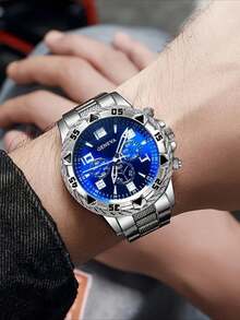 8件套男士金银商务时尚腕表套装，包含两套首饰和两块手表，锌合金表带，大圆形表盘，适合作为礼物、宴会、派对、圣诞节和万圣节礼物。 - 8件 - 查看 7