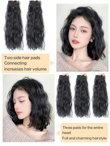 25厘米/35厘米合成发卷发迷你发垫头发黑棕色深棕色接发女士接发蓬松发垫