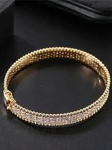 High Quality Fashion Cubic Zirconia Elegant Bracelet, Suitable For Wedding, Valentine's Day, Thanksgiving, Christmas Gifts, For Girlfriend, Wife, Mother - Gold - View 4