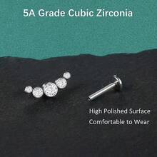 5 piezas Pendientes de acero de titanio Pendientes de cartílago 5 Pendientes de labios con gemas de CZ Pendientes de cartílago Helix Pendientes de labios Joyería de piercing de labios, regalo del Día de San Valentín, se puede usar en todas las estaciones, regalo de cumpleaños.