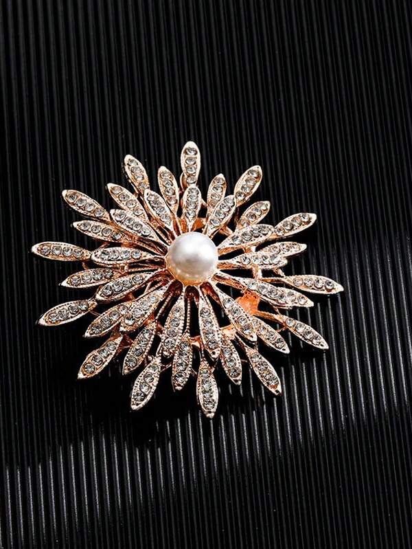 1 Stück elegante, vielseitige Kristall- & Kunstperlen-Brosche, Kostümschmuck, Taschenbehang, Bürozubehör, Weihnachtsgeschenk
