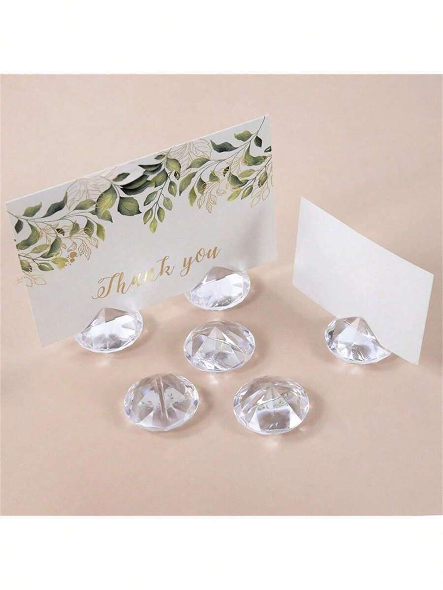 2/10 件仿水晶钻石卡片夹桌号姓名座位标签席位卡夹照片图片卡展示架 - 透明色 - 查看 1