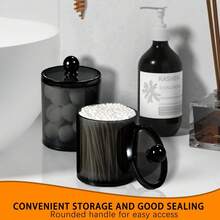 6/Pcs Black Acrylic Bathroom Swab Dental Floss Storage Jar, Swab Storage Jar