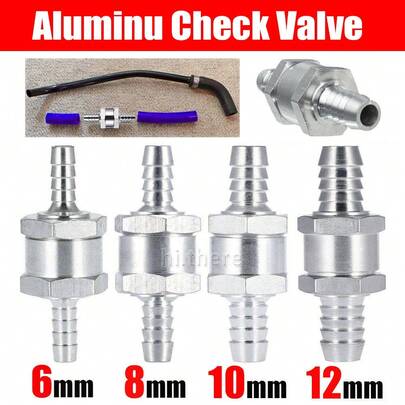6/8/10/12mm One-Way Non-Return Check Valve Fuel Water Gas/Air Vacuum Aluminum