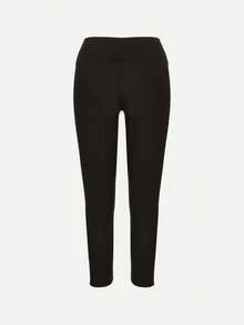 Women's High Waist Ribbed Knit Leggings - Black - View 7