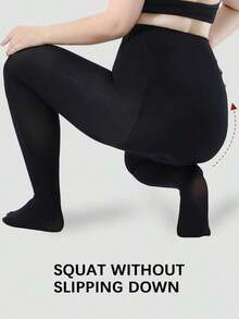 A Pair Of Ladies Plus Size Skin Pantyhose, Black Tights, Suitable Everyday Use., Cozy - 黑色 - 查看 4