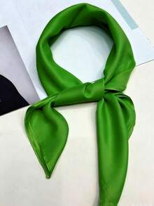 1pc Solid Color Scarf, Comfortable, Elegant, Unique, Classic, Versatile, Fashionable Women's Scarf For Spring/Autumn For Dress - Green - View 10
