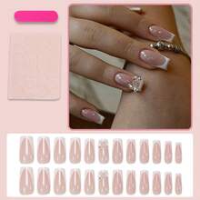 Best-Selling White French-Style Sweet Press-On Nails With Bowknots - Finished False Nails
