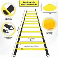 20ft Sports Agility Ladder For Men Women And Speed Youth Soccer Agility Training Equipment For Football Exercise Tennis Legs Workout With Speed Parachute Cones And Carry Bag