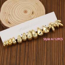 2pcs-66pcs/Set European And American Fashion Geometric Golden-Plated Earrings With Different Styles,Water Drop&Starfish,Suitable For Ladies' Daily Wear And Holiday Gift Giving