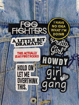 1set Of 2/3/8pcs Black And White English Letters Embroidery Patches Classic Fashion Text Polyester Badge Applique DIY Clothing Iron On Patches Sew Accessory Cloth Stickers Suitable For Backpacks, Jeans, Jackets, T-Shirts, Hats, Dresses, Etc