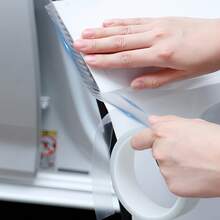 二合一透明碳纤维纹理汽车门槛保护条+保险杠保护条，通用车身贴纸，高韧性材料，稳定耐磨，独特图案彰显个性品味，多场景防护，为您的爱车增添时尚与安全，适用于多种车型，可裁剪安装。 - 白色 - 查看 5