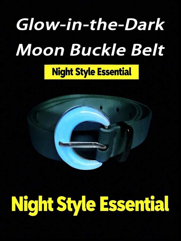 1 حزام جلد مزود بإبزيم على شكل القمر مضيء مناسب للجينز للأطفال