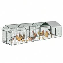 13ft Metal Poultry Cages With Waterproof Cover - Large 157" Walk-In Poultry Cage For Chickens, Ducks, Rabbits (4 Lockable Doors)