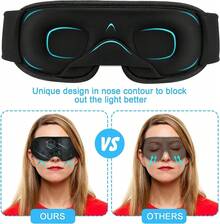 Máscara de Dormir 3D Ajustable y Transpirable + Tapones para los Oídos Máscara de Dormir de Esponja 3D Máscara de Ojos que Bloquea la Luz Adecuada para Oficina Viajes Yoga Unisex - 1 - Ver 8