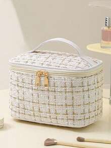 1个可爱旅行化妆包，双层化妆品收纳包，大容量洗漱包，多功能化妆包，旅行包，手提包，适用于宿舍/浴室/旅行/酒店，圣诞礼物，万圣节礼物，送给妈妈、爱人、同事、朋友、邻居的礼物 - 彩色 - 查看 12