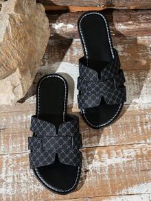 صنادل نسائية مفتوحة الأصبع بتصميم جنوي، مريحة وواسعة المقاس، مناسبة للمقاسات الكبيرة، صيف 2025 - الأسود - مشاهدة 5