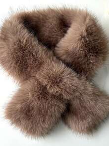 1 Stück Damen Herbst/Winter Faux Kaninchenfell umkehrbarer dicker und warmer Nackenwärmer Schal