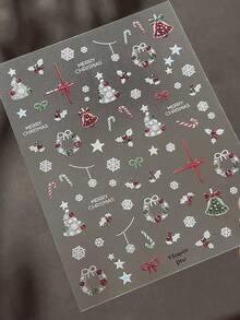 1 Foglio di Adesivi per Unghie Natalizi, Albero di Natale Aurora, Campana di Natale, Bastoncino di Zucchero, Realizzati in Gel, Decorazioni Natalizie 3D in Rilievo, Adesivi per arte di unghie Autoadesivi, Adatti per Manicure Fai-da-Te di Dita di Mani e Piedi di Donne e Ragazze, Regalo Natalizio