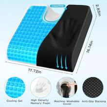 TranquilMoments Seat Cushion Gel Wheelchair Seat Cushion Ergonomic Chair Cushions For Office Chairs And Car Relieve Sciatica Back And Tailbone Pain Removable Cover And Non Slip Bottom Black - 黑色 - 查看 2