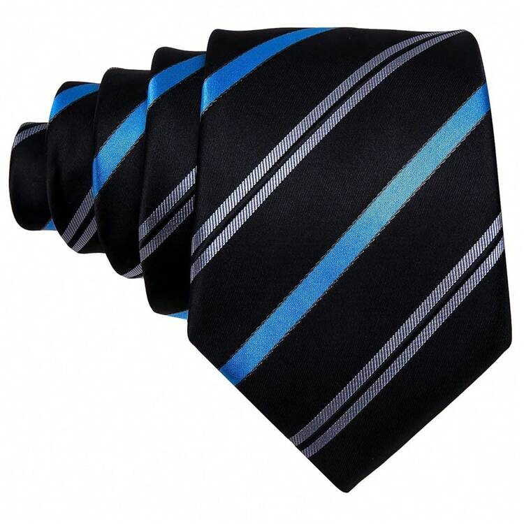 Barry.Wang Designer Classic Ties For Men Set Formal Pocket Square Cufflink Check Plaid-1617 - 多色4 - 查看 5