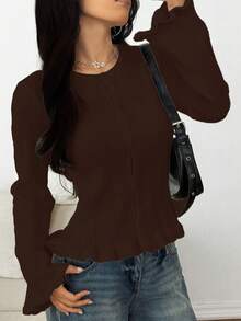 Women's Cute Y2K Streetwear Textured Round Neck Long Sleeve Ruffle Trim Buttons Knitted Sweater Cardigan Tops Women's Casual Daily Wear Homecoming Country Concert Fall Winter Going Out Outfits Clothes Christmas New Year Gift